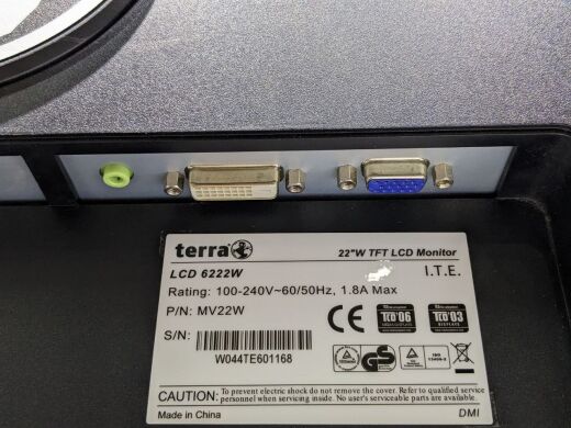 Монітор Terra 6222W / 22" (1680x1050) TN / VGA, DVI