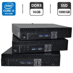 Неттоп Dell OptiPlex 3040 Micro USFF / Intel Core i5-6500T (4 ядра по 2.5 - 3.1 GHz) / 16 GB DDR3 / 1000 GB SSD / Intel HD Graphics 530 / Windows 11 Pro / Блок питания