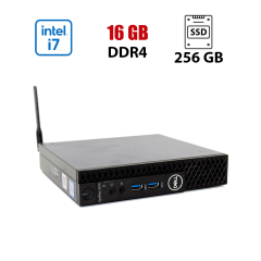 Неттоп Dell OptiPlex 3070 Micro USFF / Intel Core i7-9700T (8 ядер по 2.0 - 4.3 GHz) / 16 GB DDR4 / 256 GB SSD / Intel UHD Graphics 630 / DisplayPort / HDMI / Wi-Fi / Win 10 Lic