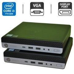 Неттоп HP ProDesk 600 G3 Mini PC USFF / Intel Core i3-7100T (2 (4) ядра по 3.4 GHz) / 4 GB DDR4 / NO HDD / Intel HD Graphics 630 / Блок живлення