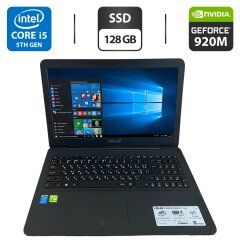 Ноутбук Б-класс Asus X554L / 15.6" (1366x768) TN / Intel Core i5-5200U (2 (4) ядра по 2.2 - 2.7 GHz) / 12 GB DDR3 / 128 GB SSD / nVidia GeForce 920M, 4 GB GDDR3, 64-bit / WebCam / HDMI