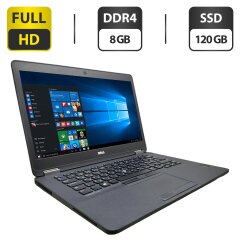 Ноутбук Б-класс Dell Latitude E7470 / 14" (1920x1080) IPS / Intel Core i5-6300U (2 (4) ядра по 2.4 - 3.0 GHz) / 8 GB DDR4 / 120 GB SSD / Intel HD Graphics 520 / WebCam
