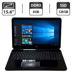 Ноутбук Б-класс HP Laptop 15-g080nr / 15.6" (1366x768) TN / AMD A6-6310 (4 ядра по 1.8 - 2.4 GHz) / 8 GB DDR3 / 128 GB SSD / AMD Radeon R4 Graphics / WebCam / DVD-ROM / Windows 10 Pro