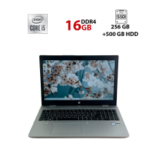Ноутбук Б-клас HP ProBook 650 G4 / 15.6" (1920x1080) TN / Intel Core i5-8250U (4 (8) ядра по 1.6 - 3.4 GHz) / 16 GB DDR4 / 256 GB SSD + 500 GB HDD / Intel HD Graphics 620 / WebCam