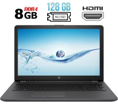 Ноутбук HP 250 G6 / 15.6" (1366x768) TN / Intel Pentium Silver N5000 (4 ядра 1.1 - 2.7 GHz) / 8 GB DDR4 / 128 GB SSD M2 / Intel UHD Graphics 605 / WebCam / USB 3.1 / HDMI