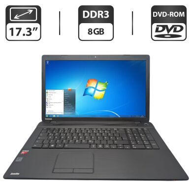 Ноутбук Toshiba Satellite C70D-B / 17.3" (1600x900) TN / AMD A4-5000 (4 ядра по 1.5 GHz) / 8 GB DDR3 / 750 GB HDD / AMD Radeon HD 8330 Graphics / WebCam / DVD-ROM