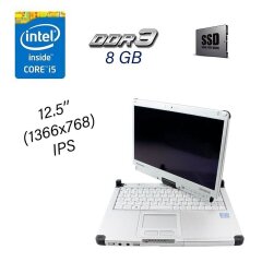Защищенный ноутбук-трансформер Panasonic ToughBook CF-C2 / 12.5" (1366x768) IPS Touch / Intel Core i5-4300U (2 (4) ядра по 1.9 - 2.9 GHz) / 8 GB DDR3 / 128 GB SSD / Intel HD Graphics 4400 / WebCam / HDMI / 4G LTE