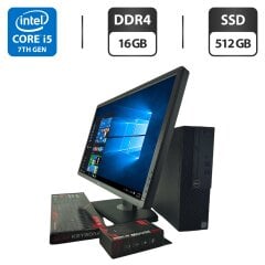 Комплект ПК: компьютер Dell OptiPlex 3050 SFF / Intel Core i5-7500 (4 ядра по 3.4 - 3.8 GHz) / 16 GB DDR4 / 512 GB SSD / Intel HD Graphics 630 + Монитор 24" (1920x1080) TN / Разные бренды