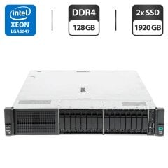 Сервер HP ProLiant DL380 Gen10 (8x 2.5 SFF, 8x 2.5 U2 NVMe) 2U Rack / 2x Intel Xeon Gold 6138 (20 (40) ядра по 2.0 - 3.7 GHz) / 128 GB DDR4 / 2x 1920 GB SSD U.2 NVMe (SAS) / RAID HP Smart Array P408 / 2x 500W / 2 корзины для HDD