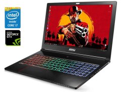 Игровой ноутбук Б-класс MSI GS63VR 7RF Stealth Pro / 15.6" (1920x1080) TN / Intel Core i7-7700HQ (4 (8) ядра по 2.8 - 3.8 GHz) / 16 GB DDR4 / 256 GB SSD / nVidia GeForce GTX 1060, 6 GB GDDR5, 192-bit / WebCam