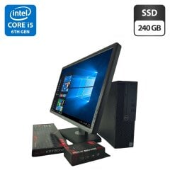 Комплект ПК: комп'ютер Dell OptiPlex 3050 SFF / Intel Core i5-6400 (4 ядра по 2.7 - 3.3 GHz) / 4 GB DDR4 / 240 GB SSD / Intel HD Graphics 530 + Монітор 24" (1920x1080) TN / Різні бренди
