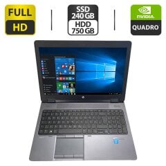 Мобільна робоча станція HP ZBook 15 G2 / 15.6" (1920x1080) TN / Intel Core i7-4810MQ (4 (8) ядра по 2.8 - 3.8 GHz) / 16 GB DDR3 / 240 GB SSD + 750 GB HDD / nVidia Quadro K2100M, 2 GB GDDR5, 128-bit / VGA