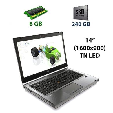 Мобільна робоча станція HP EliteBook 8470W / 14" (1600х900) TN LED / Intel Core i5-3360M (2 (4) ядра по 2.8 - 3.5 GHz) / 8 GB DDR3 / 240 GB SSD / AMD FirePro M2000, 1 GB GDDR5, 64-bit