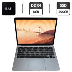 Ноутбук Apple MacBook Air 13 2020 Space Grey / 13.3" (2560x1600) IPS / Apple M1 (8 (4) ядер по 2.06 - 3.2 GHz) / 8 GB DDR4 / 256 GB SSD / Apple M1 8-Core GPU / WebCam / MacOS