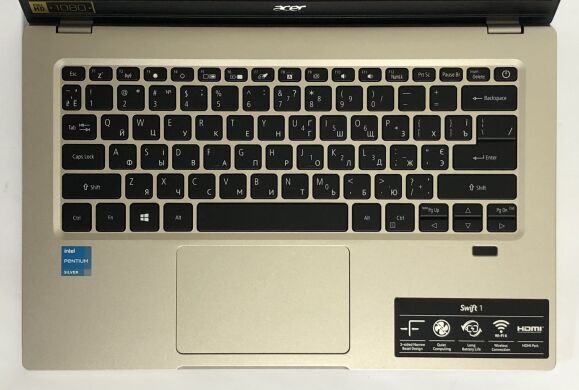 Ультрабук Acer Swift 1 SF114-34 / 14" (1920x1080) IPS / Intel Pentium Silver N6000 (4 ядра по 1.1 - 3.3 GHz) / 8 GB DDR4 / 256 GB SSD / Intel UHD Graphics / WebCam Ультрабук Acer Swift 1 SF114-34 / 14" (1920x1080) IPS / Intel Pentium Silver N6000 (4 ядра по 1.1 - 3.3 GHz) / 8 GB DDR4 / 256 GB SSD / Intel UHD Graphics / WebCam