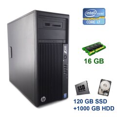 HP Z230 Tower / Intel Core i7-4770 (4 (8) ядра по 3.4 - 3.9 GHz) / 16 GB DDR3 / 120 GB SSD+1000 GB HDD / nVidia Quadro K2000, 2 GB GDDR5, 128-bit