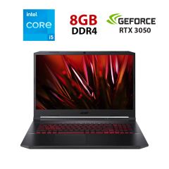 Игровой ноутбук Acer Nitro 5 AN517-53-5820 / 17.3" (1920x1080) IPS / Intel Core i5-11300H (4 (8) ядра по 2.6 - 4.4 GHz) / 8 GB DDR4 / 240 GB SSD / nVidia GeForce RTX 3050, 4 GB GDDR5, 128-bit / WebCam