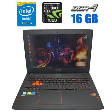 Ігровий ноутбук Asus ROG Strix GL502V / 15.6" (1920x1080) IPS / Intel Core i7-7700HQ (4 (8) ядра по 2.8 - 3.8 GHz) / 16 GB DDR4 / 240 GB SSD + 1000 GB HDD / nVidia GeForce GTX 1060, 3 GB GDDR5, 192-bit / WebCam / HDMI