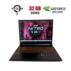 Ігровий ноутбук Б-клас Acer Nitro V 16 ANV16-42 / 16" (1920x1080) IPS / AMD Ryzen 7 260 (8 (16) ядер по 3.8 - 5.1 GHz) / 32 GB DDR5 / 500 GB SSD NVMe / nVidia GeForce RTX 5070, 8 GB GDDR7, 128-bit / WebCam