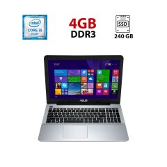 Игровой ноутбук Б-класс Asus X555LD / 15.6" (1366x768) TN / Intel Core i5-4210U (2 (4) ядра по 1.7 - 2.7 GHz) / 4 GB DDR3 / 240 GB SSD / nVidia GeForce 820M, 1 GB DDR3, 64-bit / WebCam