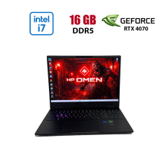Ігровий ноутбук HP Omen 16-u0078nr / 16" (2560x1600) IPS / Intel Core i7-13700HX (16 (24) ядер по 2.1 - 5.0 GHz) / 16 GB DDR5 / 512 GB SSD / nVidia GeForce RTX 4070, 8 GB GDDR6, 128-bit / WebCam