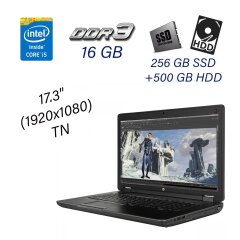 Ігровий ноутбук HP ZBook 17 G2 / 17.3" (1920x1080) TN / Intel Core i5-4340M (2 (4) ядра по 2.9 - 3.6 GHz) / 16 GB DDR3 / 256 GB SSD+500 GB HDD / nVidia Quadro K3100M, 4 GB GDDR5, 256-bit / WebCam / USB 3.0 / DP