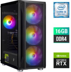 Игровой ПК Dtop Gaming i945 Tower / Intel Core i5-9400F (6 ядер по 2.9 - 4.1 GHz) / 16 GB DDR4 / 480 GB SSD / nVidia GeForce RTX 3050, 6 GB GDDR6, 96-bit / 500W