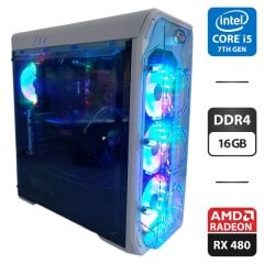 Игровой ПК GameMax Starlight White Tower / Intel Core i5-7500 (4 ядра по 3.4 - 3.8 GHz) / 16 GB DDR4 / 240 GB SSD + 480 GB SSD + 500 GB HDD / AMD Radeon RX 480, 8 GB GDDR5, 256-bit / 600W