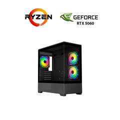 Игровой ПК STALKER (Axon GM-03AB Glass Black) Tower / AMD Ryzen 5 5500 (6 (12) ядер по 3.6 - 4.2 GHz) / 16 GB DDR4 / 256 GB SSD + 1000 GB HDD / nVidia GeForce RTX 5060, 8 GB GDDR7, 128-bit