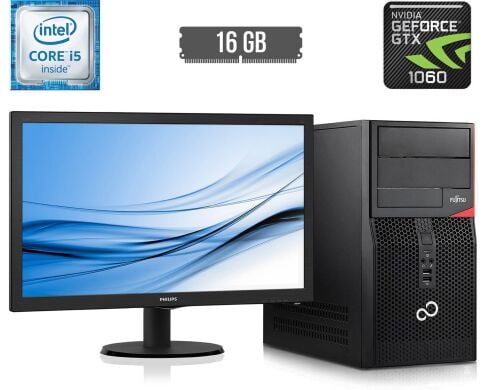 Комплект ПК: Fujitsu Tower / Intel Core i5-6400 (4 ядра по 2.7 - 3.3 GHz) / 16 GB DDR4 / 250 GB SSD + 500 GB HDD / nVidia GeForce GTX 1060, 6 GB GDDR5, 192-bit + Монітор Philips 223V5L / 21.5" (1920x1080) TN / VGA, DVI Комплект ПК: Fujitsu Tower / Intel Core i5-6400 (4 ядра по 2.7 - 3.3 GHz) / 16 GB DDR4 / 250 GB SSD + 500 GB HDD / nVidia GeForce GTX 1060, 6 GB GDDR5, 192-bit + Монітор Philips 223V5L / 21.5" (1920x1080) TN / VGA, DVI