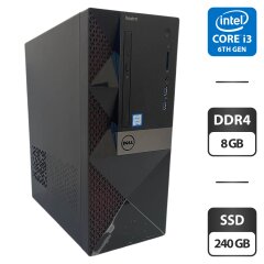 Компьютер Dell Vostro 3667 Tower / Intel Core i3-6100 (2 (4) ядра по 3.7 GHz) / 8 GB DDR4 / 240 GB SSD / Intel HD Graphics 530 / DVD-ROM