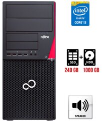 Компьютер Fujitsu Esprimo P720 E90+ Tower / Intel Core i5-4590 (4 ядра по 3.3 - 3.7 GHz) / 8 GB DDR3 / 240 GB SSD + 1000 GB HDD / Intel HD Graphics 4600 / DisplayPort / DVI