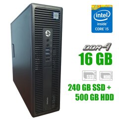 Компьютер HP EliteDesk 800 G2 SFF / Intel Core i5-6600K (4 ядра по 3.5 - 3.9 GHz) / 16 GB DDR4 / 240 GB SSD + 500 GB HDD / Intel HD Graphics 530 / USB 3.0