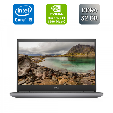 Мобильная рабочая станция Dell Precision 7550 / 15.6" (1920x1080) IPS / Intel Core i9-10885H (8 (16) ядер по 2.4 - 5.3 GHz) / 32 GB DDR4 / 500 GB SSD / nVidia Quadro RTX 4000 Max-Q, 8 GB GDDR6, 256-bit / WebCam / HDMI