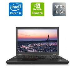 Мобільна робоча станція Lenovo ThinkPad P50 / 15.6" (1920x1080) IPS / Intel Core i7-6820HQ (4 (8) ядра по 2.7 - 3.6 GHz) / 16 GB DDR4 / 512 GB SSD / nVidia Quadro M1000M, 4 GB GDDR5, 128-bit / Fingerprint / WebCam / Windows 10