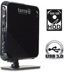 Неттоп Terra 2600R3 Greenline 1009397 USFF / Intel Celeron 1037U (2 ядра по 1.8 GHz) / 4 GB DDR3 / 500 GB HDD / Intel HD Graphics 2500 / USB 3.0 / HDMI / Блок живлення в комплекті