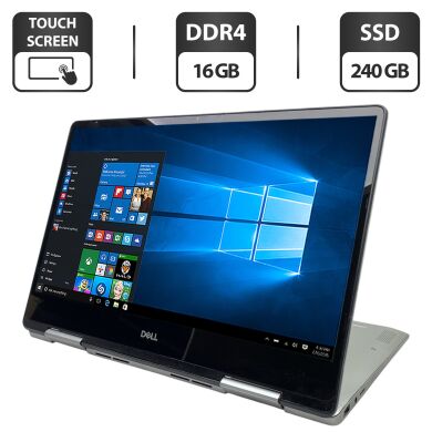 Ноутбук-трансформер Б-класс Dell Inspiron 13 7386 2-in-1 / 13.3" (1920x1080) IPS Touch / Intel Core i7-8565U (4 (8) ядра по 1.8 - 4.6 GHz) / 16 GB DDR4 / 240 GB SSD / Intel UHD Graphics / WebCam