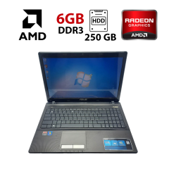Ноутбук Asus K53 / 15.6" (1024x768) TN / AMD E-450 (2 ядра по 1.65 GHz) / 6 GB DDR3 / 250 GB HDD / AMD Radeon HD 6470M, 1 GB DDR3, 64-bit / WebCam