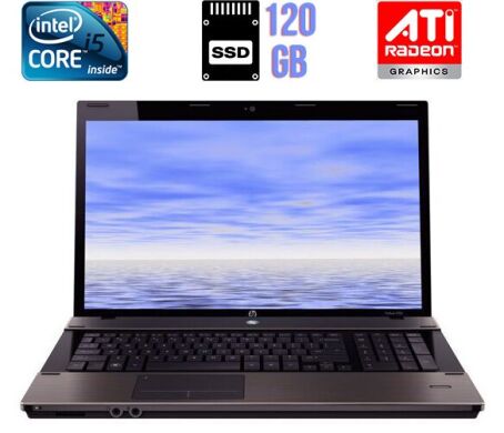 Ноутбук Б-клас HP ProBook 4720s / 17.3" (1600x900) TN / Intel Core i5-460M (2 (4) ядра по 2.53 - 2.8 GHz) / 4 GB DDR3 / 120 GB SSD / ATI Mobility Radeon HD 530v, 512 MB GDDR3, 64-bit / WebCam / DVD-RW / HDMI / АКБ не тримає