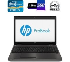 Ноутбук Б-класс HP ProBook 6570b / 15.6" (1366x768) TN / Intel Core i5-3230M (2 (4) ядра по 2.6 - 3.2 GHz) / 4 GB DDR3 / 128 GB SSD / Intel HD Graphics 4000 / WebCam / DVD-RW / USB 3.0 / DisplayPort / Windows 10 лицензия