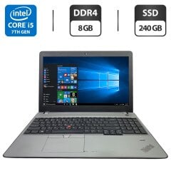 Ноутбук Б-класс Lenovo ThinkPad E570 / 15.6" (1920x1080) TN / Intel Core i5-7200U (2 (4) ядра по 2.5 - 3.1 GHz) / 8 GB DDR4 / 240 GB SSD / Intel HD Graphics 620 / WebCam