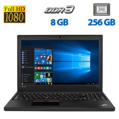 Ноутбук Б-класс Lenovo ThinkPad T560 / 15.6" (1920x1080) IPS / Intel Core i5-6300U (2 (4) ядра по 2.4 - 3.0 GHz) / 8 GB DDR3 / 256 GB SSD / Intel HD Graphics 520 / WebCam / HDMI