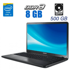 Ноутбук Б-класс Samsung 350E / 17.3" (1600x900) TN / Intel Core i3-3120M (2 (4) потока по 2.5 GHz) / 8 GB DDR3 / 500 GB HDD / Intel HD Graphics 4000 / Webcam / USB 3.0 / DVD-ROM / АКБ НЕ ДЕРЖИТ