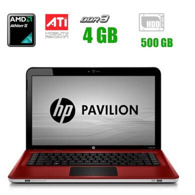 Ноутбук HP Pavilion dv6 / 15.6" (1366x768) TN LED / AMD Athlon II P340 (2 ядра по 2.2 GHz) / 4 GB DDR3 / 500 GB HDD / ATI Mobility Radeon HD 4200 / WebCam / Windows 7 