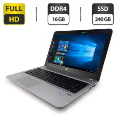 Ноутбук HP ProBook 450 G4 / 15.6" (1920x1080) TN / Intel Core i5-7200U (2 (4) ядра по 2.5 - 3.1 GHz) / 16 GB DDR4 / 240 GB SSD / Intel HD Graphics 620 / WebCam / DVD-ROM
