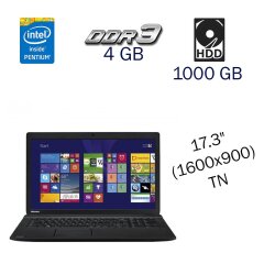 Ноутбук Toshiba C70 / 17.3" (1600x900) TN / Intel Pentium 3805U (2 ядра по 1.9 GHz) / 4 GB DDR3 / 1000 GB HDD / Intel HD Graphics for 5th Generation / WebCam / DVD-ROM