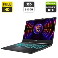 Новый игровой ноутбук MSI Cyborg 15 / 15.6" (1920x1080) IPS / Intel Core i5-13420H (8 (12) ядер по 3.4 - 4.6 GHz) / 16 GB DDR5 / 512 GB SSD / nVidia GeForce RTX 4060, 8 GB GDDR6, 128-bit / WebCam