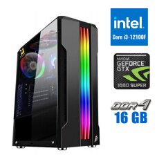 Новий ігровий ПК Tower / Intel Core i3-12100F (4 ядра по 3.3 - 4.3 GHz) / 16 GB DDR4 / 500 GB SSD M.2 / nVidia GeForce GTX 1660 Super, 6 GB GDDR5, 192-bit / 500W