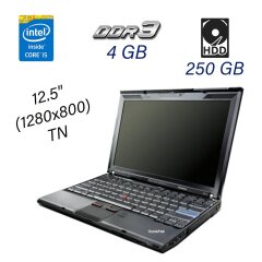 Ультрабук Lenovo ThinkPad X201 / 12.5" (1280х800) TN / Intel Core i5-520M (2 (4) ядра по 2.4 - 2.93 GHz) / 4 GB DDR3 / 250 GB HDD / WebCam / Fingerprint