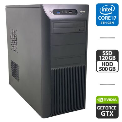 Компьютер NoName Tower / Intel Core i7-3770 (4 (8) ядра по 3.4 - 3.9 GHz) / 16 GB DDR3 / 120 GB SSD + 500 GB HDD / nVidia GeForce GTX 550 Ti, 2 GB GDDR3, 128-bit / DVD-ROM